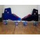 Blue, Red and Black Faux Suede Skates