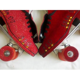 Men Red Bling Suede Combo Skates